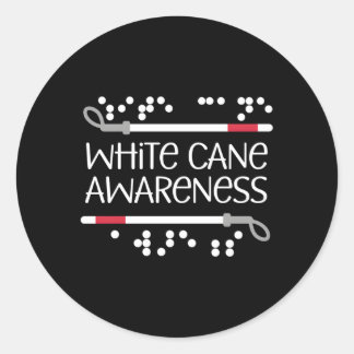 Sticker Rond Braille Visuel Canne blanche Sensibilisation Aveug