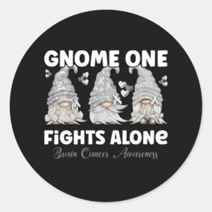 Sticker Rond Brain Cancer Grey Ribbon Gnome