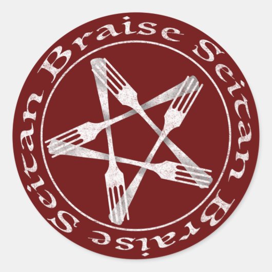 Sticker Rond Braise Seitan Vegan Pentagram (light version) (Devant)