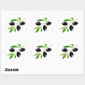 Sticker Rond Branche avec olives noires (Feuille)