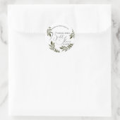 Sticker Rond Branche de feuilles d'aquarelle Shower de mariage (Sac)