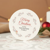 Sticker Rond Branche de Noël aux fruits rouges de fêtes