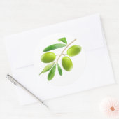 Sticker Rond Branche des olives vertes (Enveloppe)