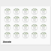 Sticker Rond Branche d'Eucalyptus, fleurs blanches mariage (Feuille)