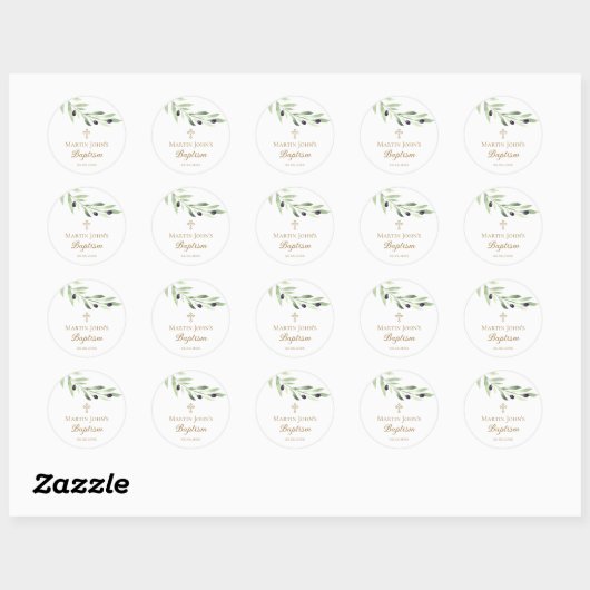 Sticker Rond branche d'olivier Baptism Classic Round (Feuille)