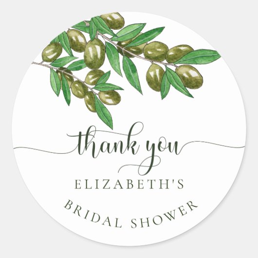 Sticker Rond Branche d'olivier moderne merci préférez autocolla (Devant)