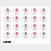 Sticker Rond Branche Eucalyptus rose fleurs rose rose mariage (Feuille)