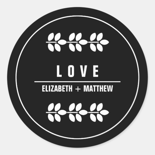 Sticker Rond Branches blanches Mariage noir (Devant)