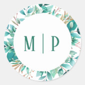 Sticker Rond Branches botaniques thème aquarelle Couleurs vives (Devant)