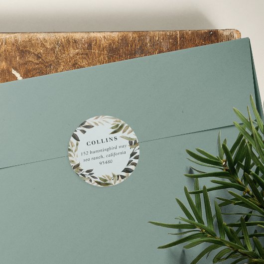 Sticker Rond Branches bronzées Adresse de retour