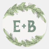 Sticker Rond Branches courbes | Phoques d'enveloppes Mariages v (Devant)