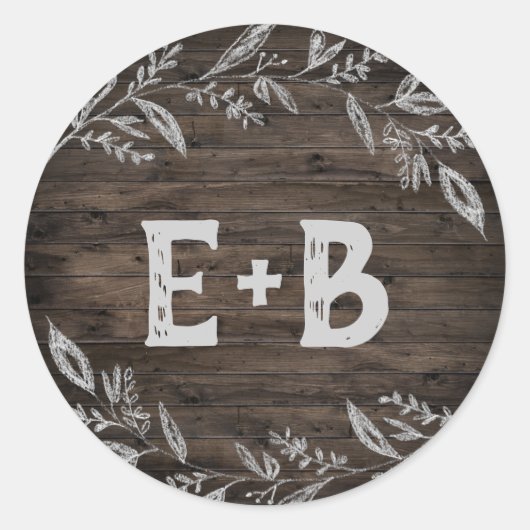 Sticker Rond Branches courbes | Sceau Mariage en bois (Devant)