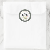 Sticker Rond Branches d'aquarelle Mariage de monogramme (Sac)