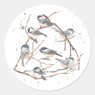 Sticker Rond Branches d'arbres Nature Oiseaux animaux Bécasseau