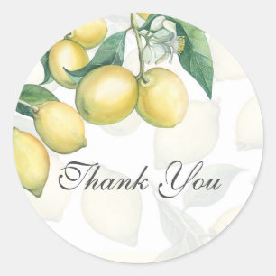Sticker Rond Branches de citron blanc et jaune rustique de camp