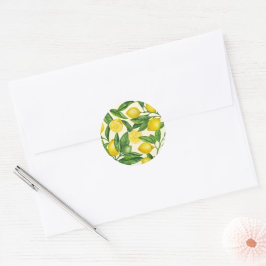 Sticker Rond Branches de citron vert et jaune (Enveloppe)