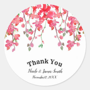 Sticker Rond Branches de Coral d'Orchidée de Printemps Faveur d