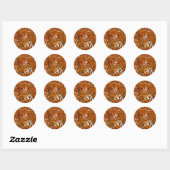 Sticker Rond Branches de feuilles d'érable I Automne orange (Feuille)