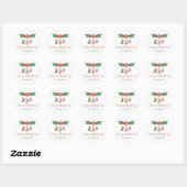 Sticker Rond Branches De Fir Avec Chaussettes De Noël (Feuille)