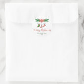 Sticker Rond Branches De Fir Avec Chaussettes De Noël (Sac)