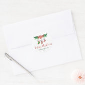 Sticker Rond Branches De Fir Avec Chaussettes De Noël (Enveloppe)
