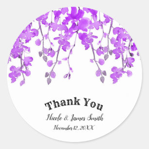 Sticker Rond Branches de l'Orchidée Pourpre de Printemps Cadeau