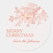 Sticker Rond Branches de Parties scintillant rose joyeux de Noë (Devant)