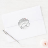 Sticker Rond Branches de pin boules blanches Joyeux Noël (Enveloppe)
