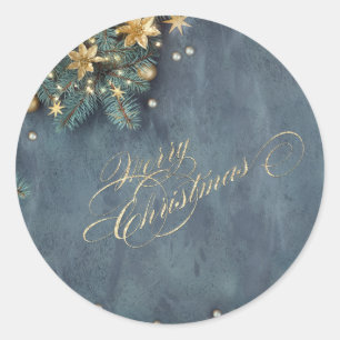 Sticker Rond Branches de pin de Noël, Joyeux Noël