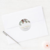 Sticker Rond Branches de pin enneigées Noël (Enveloppe)