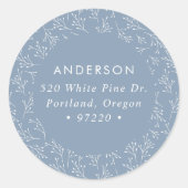 Sticker Rond Branches d'hiver Blue Holiday Adresse de retour La (Devant)
