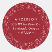 Sticker Rond Branches d'hiver Cranberry Holiday Adresse de reto (Devant)