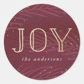 Sticker Rond Branches d'hiver Joy Burgundy et Gold Holiday (Devant)