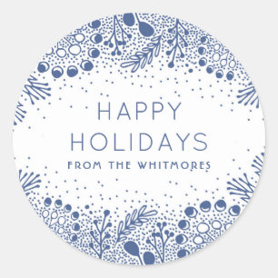 Sticker Rond Branches d'hiver Moderne Joyeux Vacances