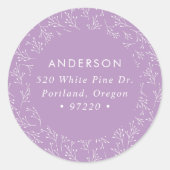 Sticker Rond Branches d'hiver Purple Holiday Adresse de retour (Devant)