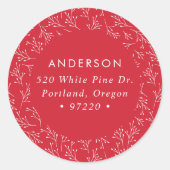 Sticker Rond Branches d'hiver Red Holiday Adresse de retour Lab (Devant)