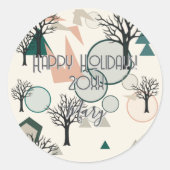 Sticker Rond Branches et formes minimalistes rétro (Devant)