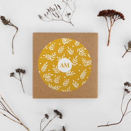 Sticker Rond Branches magiques - jaune