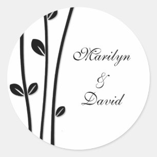 Sticker Rond Branches noires en feuilles