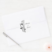 Sticker Rond Branches noires en feuilles (Enveloppe)