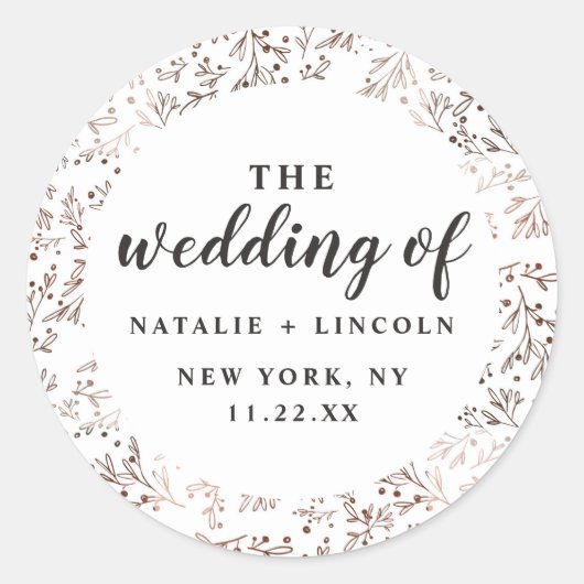 Sticker Rond Branches rustiques Cuivre Mariage de automne d'aut (Devant)