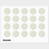 Sticker Rond Branches vertes sur crème - motif sans soudure (Feuille)