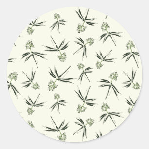 Sticker Rond Branches vertes sur crème - motif sans soudure