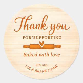 Sticker Rond Brand Name and Established Date Bakery Thank You
