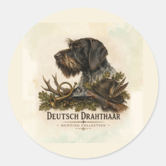 Sticker Rond Braque allemand à poil dur – Collection de chasse
