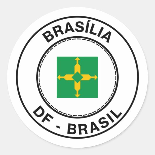 Sticker Rond Brasil Brasilia Distrito Federal DF Bandeira Stamp (Devant)