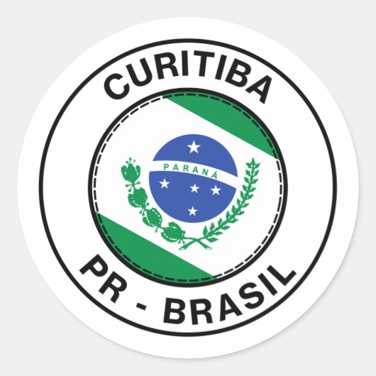 Sticker Rond Brasil Curitiba Parana PR Bandeira Stamp (Devant)