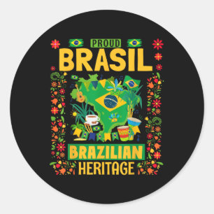 Sticker Rond Brasil Drapeau Idée De Tenue Pour Enfants Brésil &