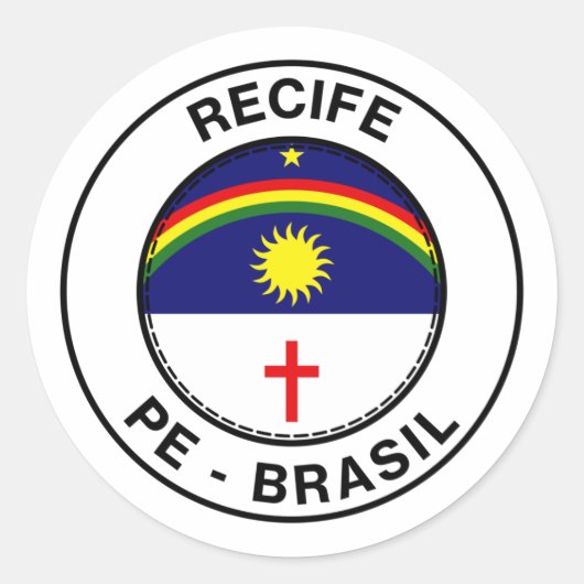 Sticker Rond Brasil Recife Pernambuco PE Bandeira Stamp (Devant)