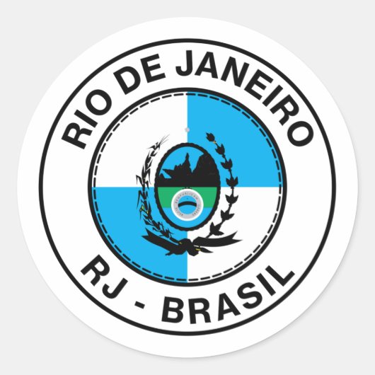 Sticker Rond Brasil Rio de Janeiro RJ Bandeira Stamp (Devant)